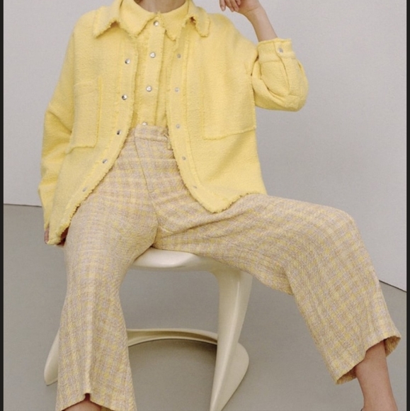 Zara Yellow Tweed Jacket/Shacket - Picture 1 of 15